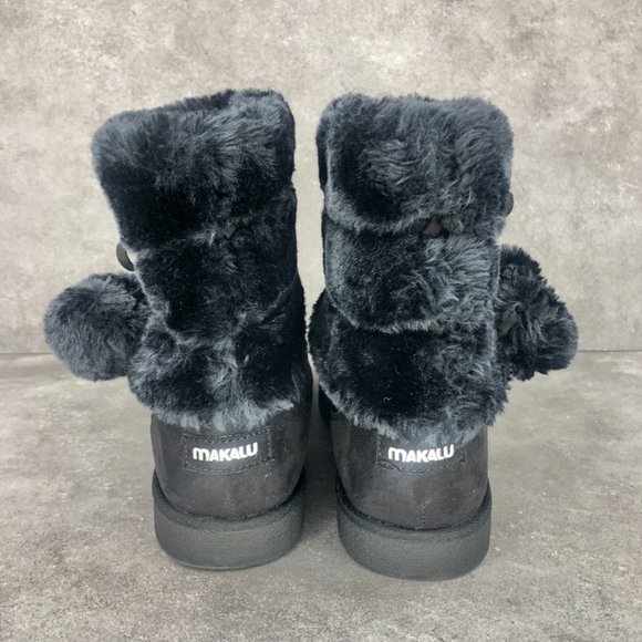 Makalu Tani Faux Fur Lined Pom Pom Boot bootie, Black, Women's 10 - Picture 4 of 8